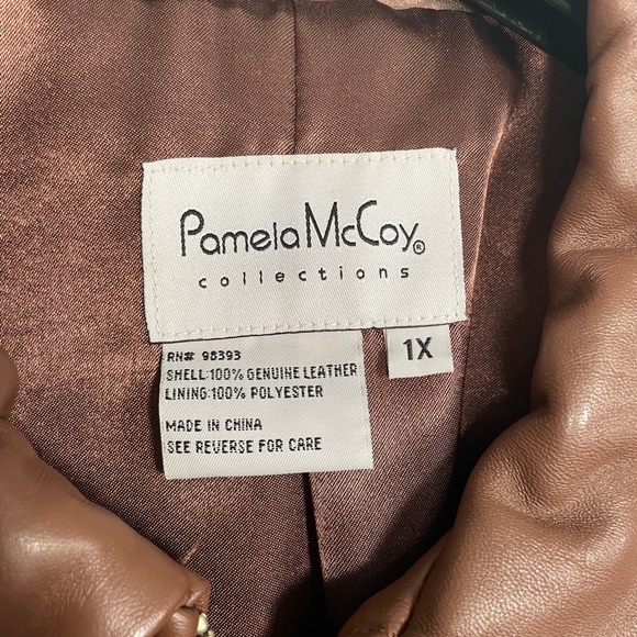 Pamela Mccoy Leather Brown Soft Leather Vintage Jacket NWT Size 1X - Picture 6 of 13